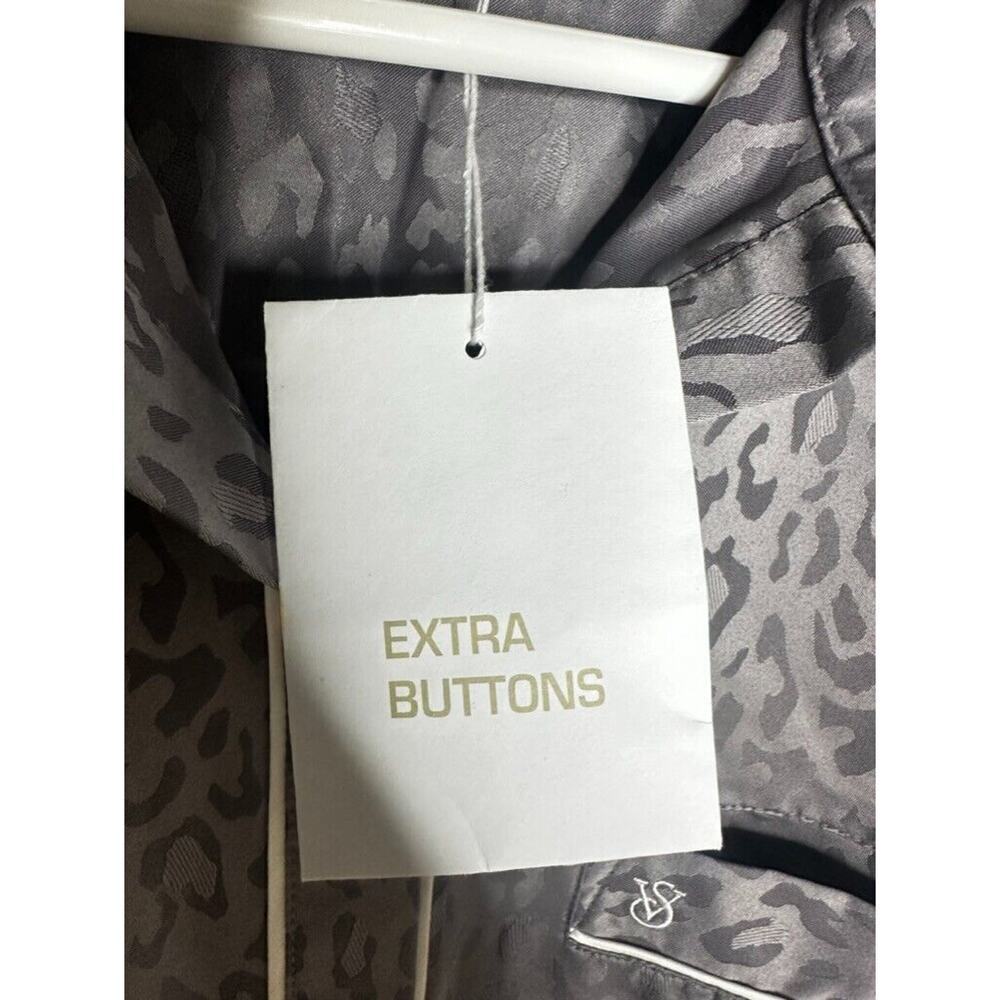 NEW TAGS Victoria's Secret PJ Top Satin Gray Silver Collar Shortsleeve XS/TP - Picture 8 of 12